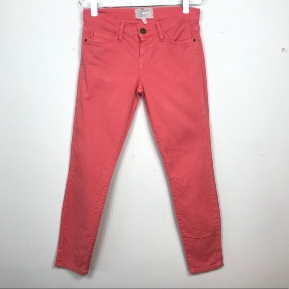 Current Elliott The Stiletto Faded Wagon Coral Red Jeans Skinny Ankle Crop 26 - Picture 4 of 15